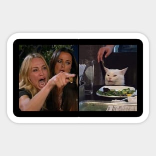 Woman Yelling at a Cat Meme Sticker